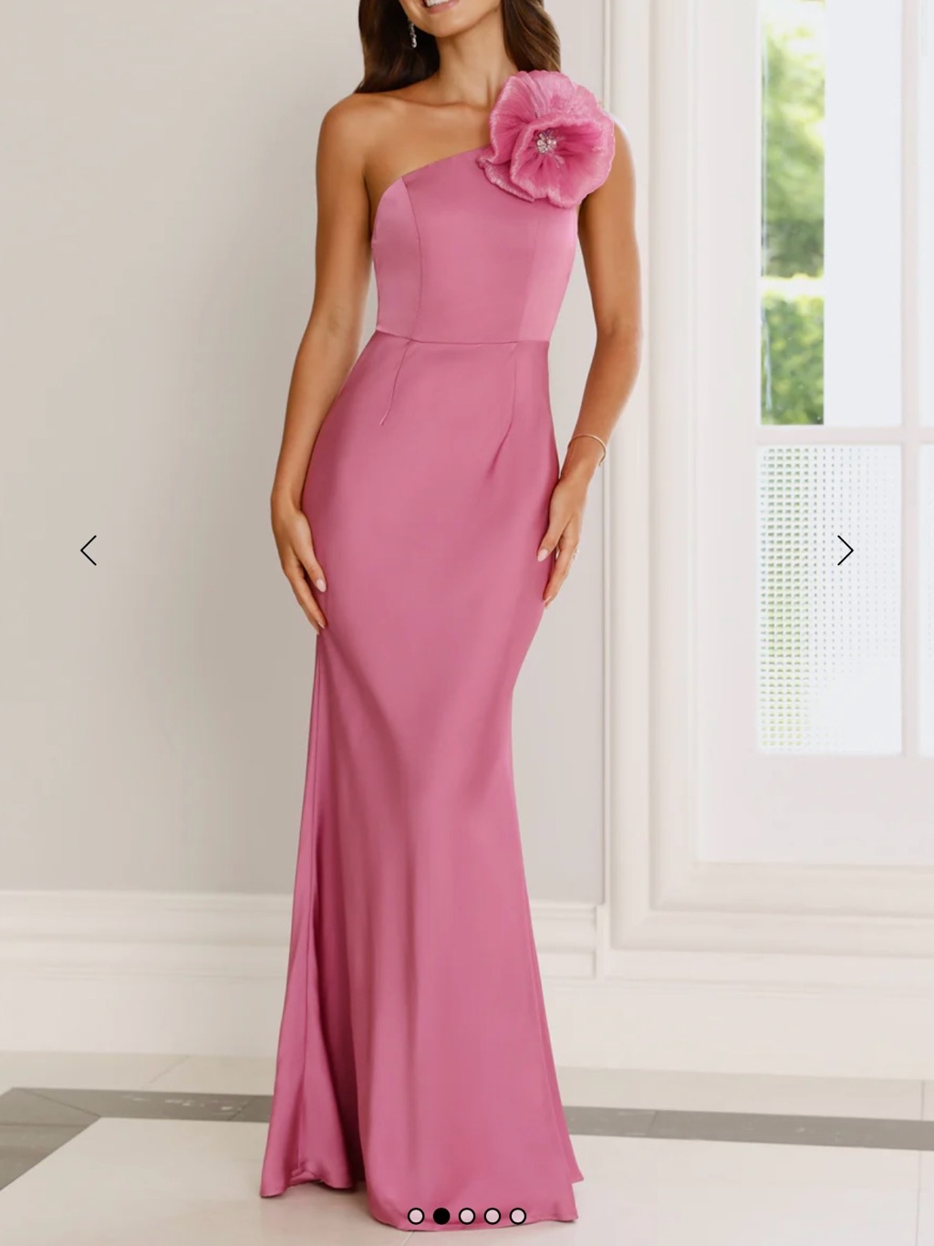 Hello Molly Mauve One Shoulder Flower Opulence Satin Formal Maxi Dress